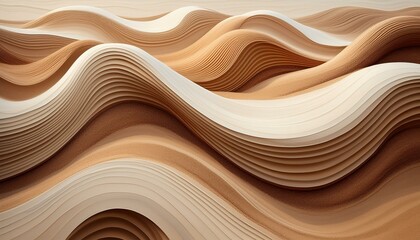 Wall Mural -  Layered sand art with fine grains in contrasting colors of sandy beige, deep brown,