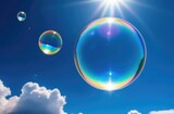 Fototapeta Do akwarium - Neon soap bubbles are flying in the air