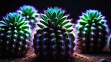 Fototapeta Do akwarium - neon cactus on a dark background