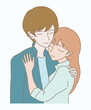 Romantic couple embracing, slow dancing. Love couple woman and man hugging. Hand drawn flat cartoon character vector illustration.
