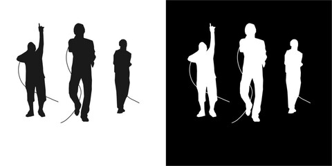 Wall Mural - silhouette man people with mi...