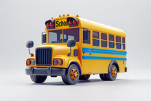 Yellow School Bus On White Background. 