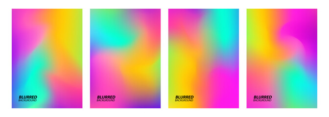 Fototapete - Set of blurred backgrounds. Bright color gradients. Defocused color templates for creative graphic design. Vector illustration.