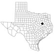 Map of freestone County in Texas state on white background. single County map highlighted by black colour on Texas map. UNITED STATES, US