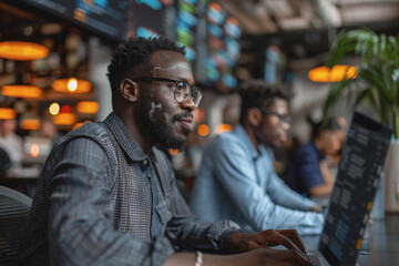 A group of developers men and women working together to program an e-commerce website.