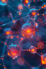 Leinwandbilder - A visualization of a neural network processing data, with nodes and connections representing layers of mathematical functions,