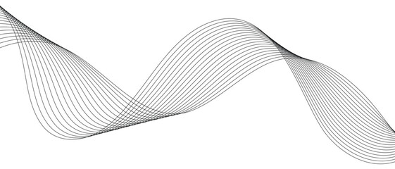 Poster - abstract geometric black blend wave line pattern.