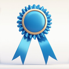 elegant blue award ribbon with blank center