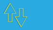 Two arrows with a yellow gradient, one pointing upwards and the other downwards, set against a blue background