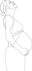 Wall Mural - Pregnant woman silhouette drawn by continuous one line. Single line pregnancy or maternity concept. Vector Illustration.