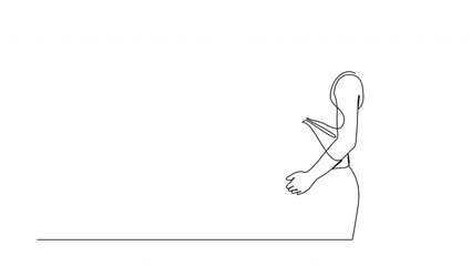 Wall Mural - Animated continuous one line drawing of pregnant woman. Self drawing animation by single line.