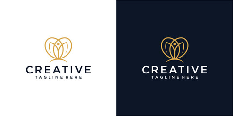 Minimalist wellness flower logo design template.