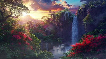 illustration of zen landscape. serenity illustration and good vibes with pleasant atmosphere. pacifi