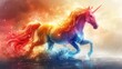 Vibrant Unicorn Galloping in the Water. Generative AI