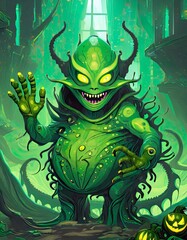 Poster - green alien monster