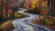 © Matcha_09 - Bends and turns: A rural road winding through colorful autumn foliage, inviting travelers to embrace the unexpected delights of the journey.