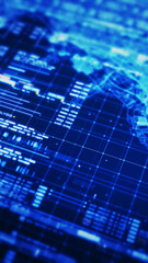 Leinwandbilder - Futuristic metaverse, hi-tech digital data telemetry with encrypted numbers, display dynamic background for computer desktop screen display format