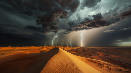 Wall Mural - Dramatic storm over the desert