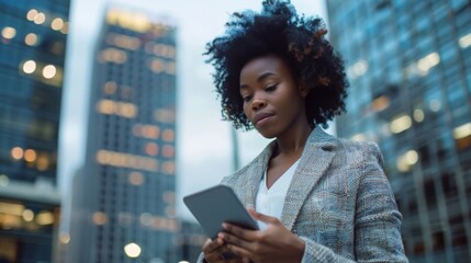 Poster - Professional Woman Using Tablet in City