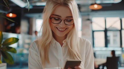 Sticker - Woman Engaged with Her Smartphone