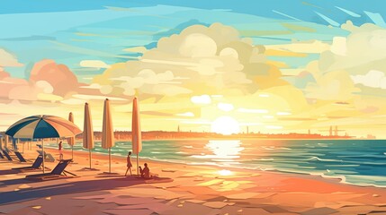 Wall Mural - sunset on the beach