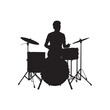 © Abu - A drummer musician drumming drums in detailed silhouette,drummer logo,AI generated illustration