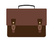 © Mariya - Brown leather briefcase with handle and locks. Men's business briefcase for documents. Isolated vector illustration