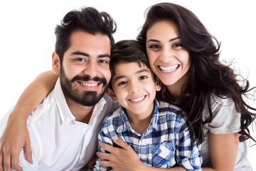 family father mother son daughter kid studio photo white background