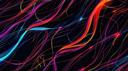 Wall Mural - Colorful Lines on Black Background