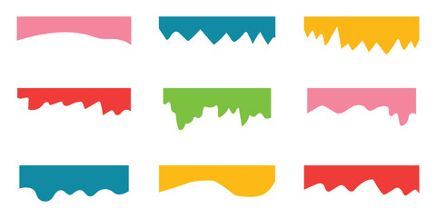 Set of separator header for website and app. Different elements of top and bottom for website and app. Different borders for website, banner and app.