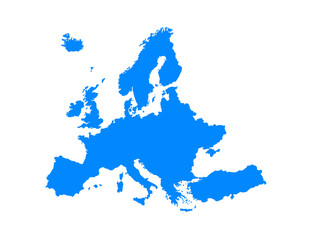 europe map blue illustration on a white background in flat style. vector