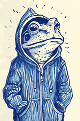 illustration of a cool frog in hoodie