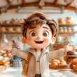 boy bakery modern 3D animated style