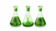 Bright illustration of laboratory glassware with green chemical liquid, ideal for educational and scientific content
