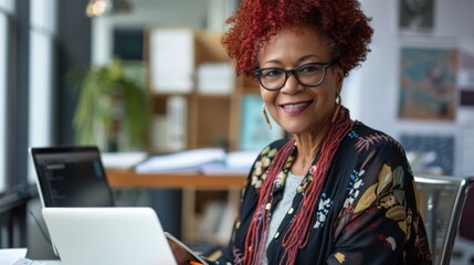 Poster - Smiling Professional at Her Desk