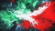Italian flag featuring green, white, and red colors painted on a black background