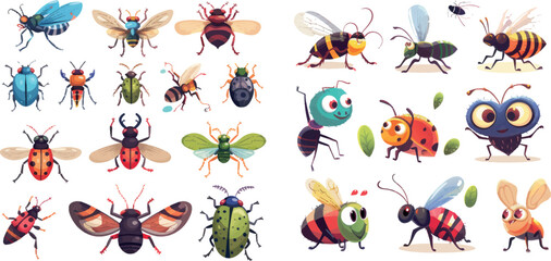 Canvas Print - Fly and ladybug, mantis and wasp, bug and beetle