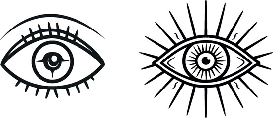 Poster - Eye open symbol. Vision black line icon