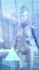 Wall Mural - chatbot works in a bright office. 3d render