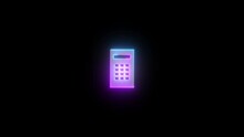 Neon Calculator Icon Cyan Purple Color Glowing Animated Black Background