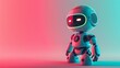 © SHI - The cute robot stands on a pink background