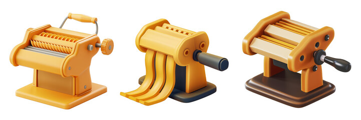 PNG pasta maker 3d icons and objects collection, in cartoon style minimal on transparent, white background, isolate
