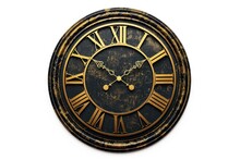 A Clock With Roman Numerals And Gold Accents