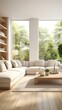 © Molang Visual - Bright airy living room interior with large windows and white walls