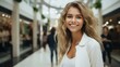 © Molang Visual - Portrait of a Smiling Blonde Woman in a Shopping Mall