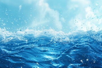 Blue ocean waves crashing against the shore