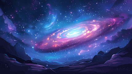 galaxy of nimbus, minimalist cartoon style