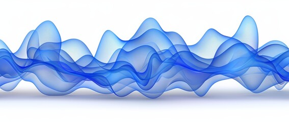 Wall Mural - A blue wave of smoke billows against a stark white background, creating a striking visual contrast