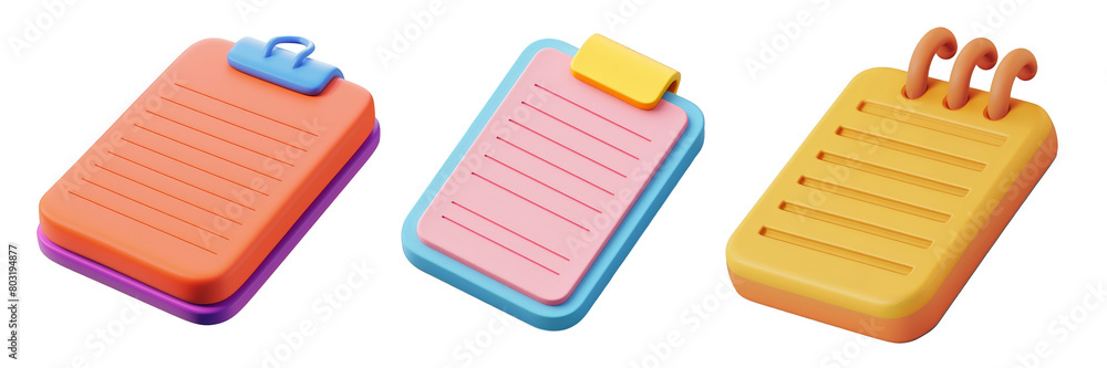 PNG notepad 3d icons and objects collection, in cartoon style minimal ...
