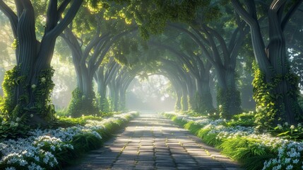 fantasy beautiful green garden path